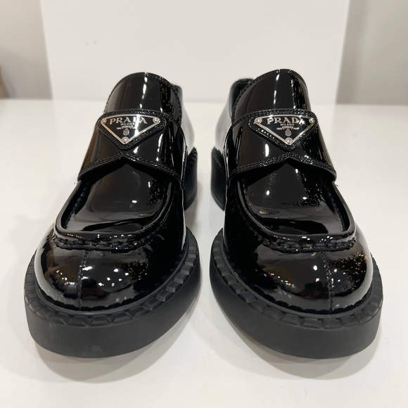 PRADA Triangle Logo Patent Leather Loafers EU:37 - Picture 14 of 14